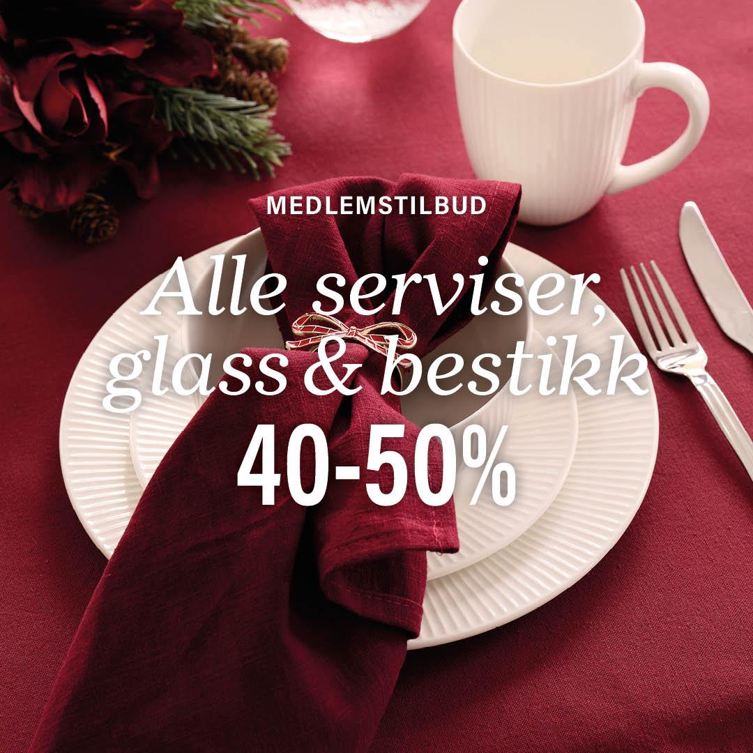 Glass, servise og bestikk black week tilbud