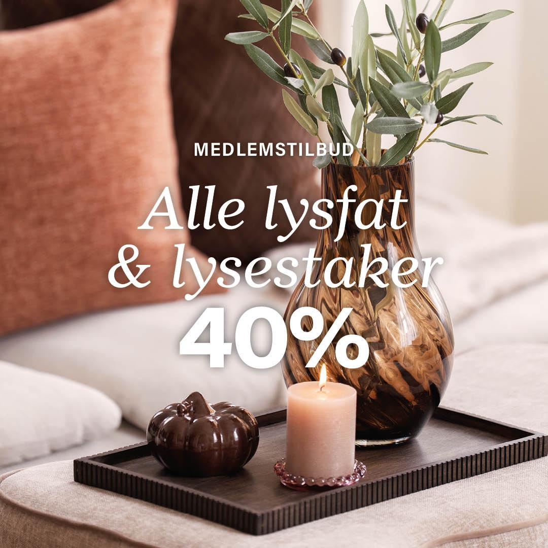 Lysestaker og lysfat tilbud