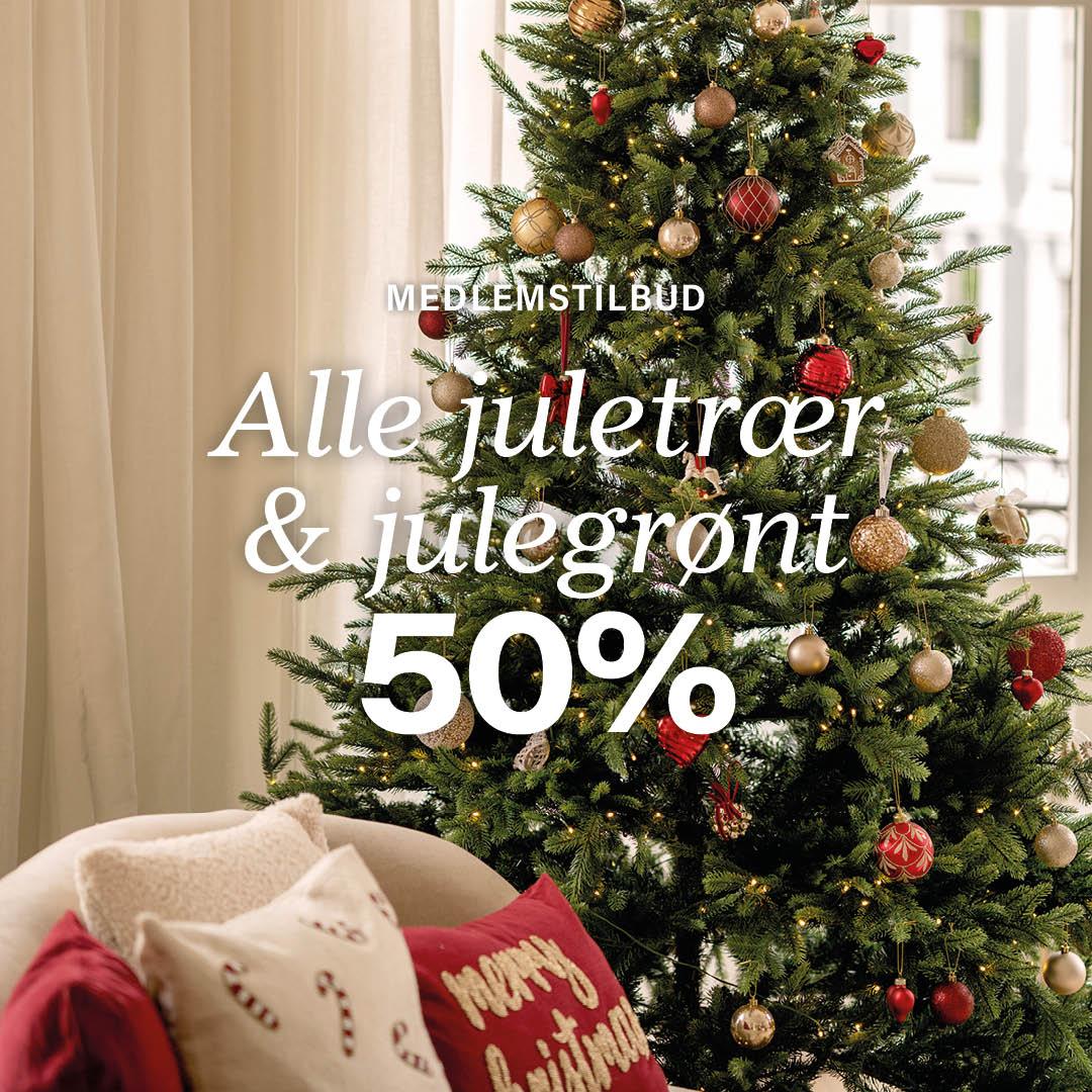 Juletrær, kranser og girlander tilbud