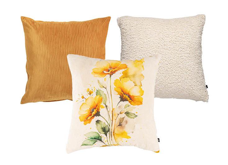 Putetrekk i gult og hvit