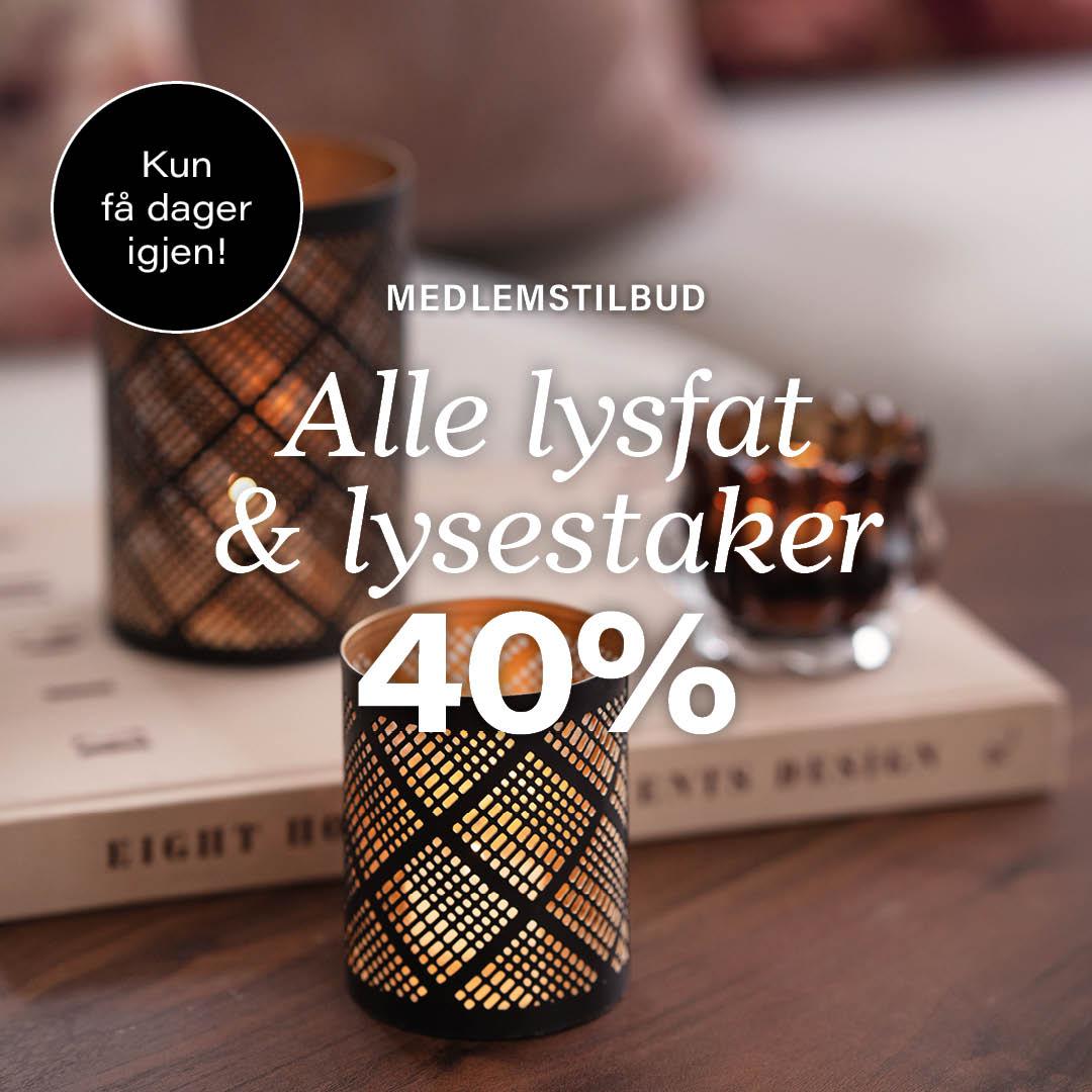 Lysestaker og lysfat tilbud