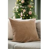 Putetrekk snøfnugg beige i sofa med juletre i bakgrunnen