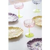 Champagneglass flower med asjett viola