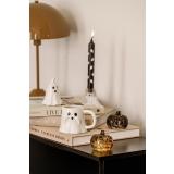 Glass gresskar på konsollbord med dekor spøkelse, kopp og lysholder