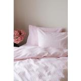 Sengetøy krepp rosa ruter