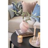 Lysfat med lysestake tuli og bubble, med vase tvist på bord