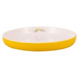 Påskeasjett i gult med hvit innside og dekor av blomster