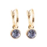 Øreringer med 6 mm violet sten, G