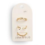 Sett med 3 ulike ringer, hjerte, G