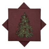 Serviett Juletre sløyfer burgunder