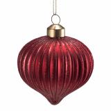 Julekule dråpe rille rød nærbilde