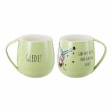 Kopp med tekst om glede