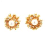 Store øredobber med perle og krystaller