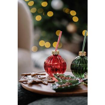 Glass julekule rød på lysfat
