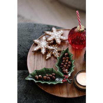 Fat Kristorn på fat med julekule glass