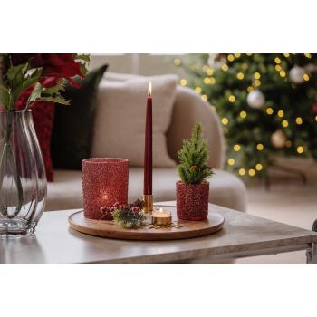 Telysholder Glitter rød i to størrelser på lysfat