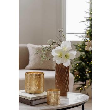 Vase Noor på sofabord med lysholder ylva gull