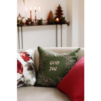 Putetrekk God Jul krans i sofa med matchende puter