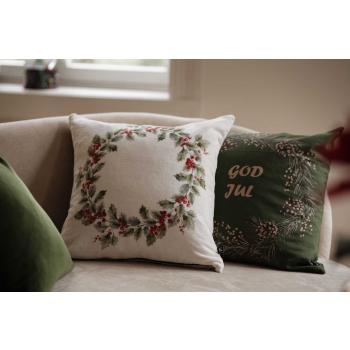 Putetrekk God Jul krans i sofa med matchende pute