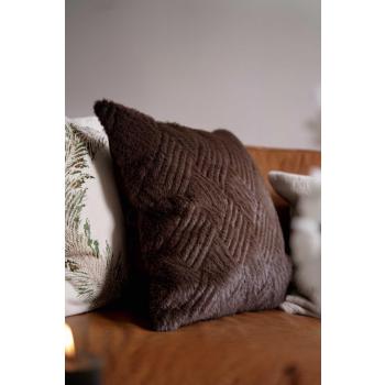 Putetrekk Faux fur grafisk brun i sofa med matchende pute