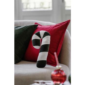 Rødt og grønt putetrekk med pute sukkerstang grønn