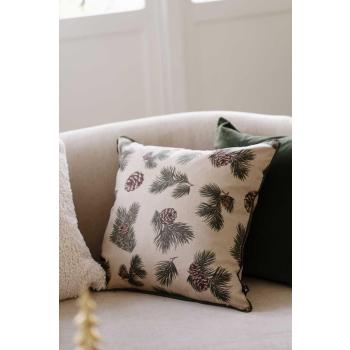 Putetrekk Furufunn i sofa med grønn velur pute