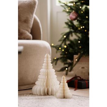 Papirtre i creme under juletre i to størrelser