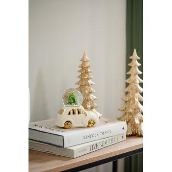 Snøkule Bil med tre med gulltrær på hylle naima