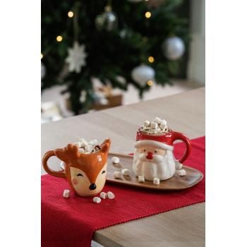 Løper Tuva rød med kopp nisse og reinsdyr