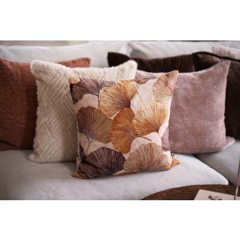 Putekombinasjon av Putetrekk Ginkgo broderi, faux fur grafisk og bianca