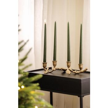 Adventstake Gullblad med grønne kronelys