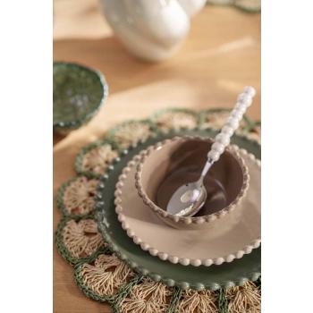 Borddekking med Ebba serviset i grønne og beige toner