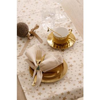 Skje med juletre i kopp luksus, men asjett luksus på løper stjerne