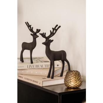 Dekorfigur hjort og lysholder kongle