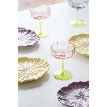 Champagneglass flower med asjett viola