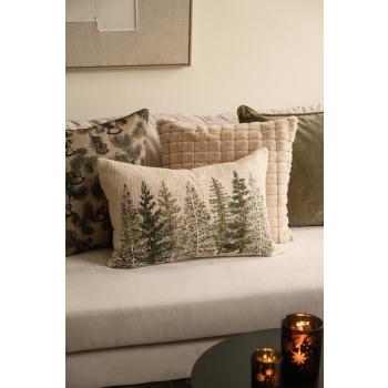 Putetrekk gullskog med broderi i sofa