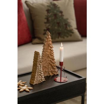 Dekortre i mangotre på sidebord med lysestake sløyfe