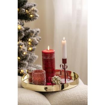 Lyfat med telysholder angel, lysestake sløyfe, kubbelys cranberry