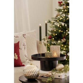 Lysfat quinn med telysholder glitter og lysestake stjerna og julekule krukke gull