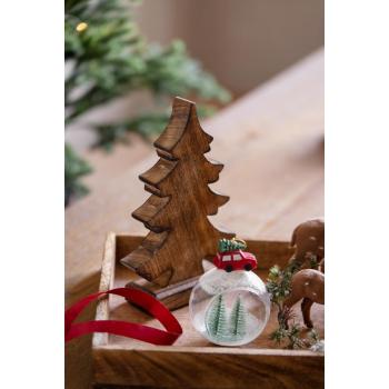 Dekortre maja på lysfat med glasskule