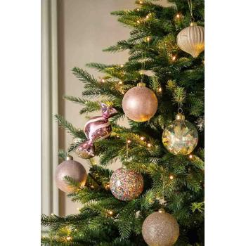 Julekule Candy rosa i juletre med matchende julekuler