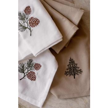 Tøyserviett med konglebroderi