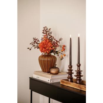 Konsollbord med vase, lysfat, lysestaker og duftlys gresskar