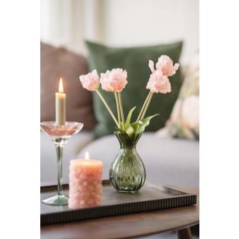 Kubbelys Blomst på lysfat rille med vase stella og lysestake fleur