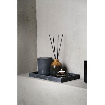 Krukke marmor med lokk sort på fat