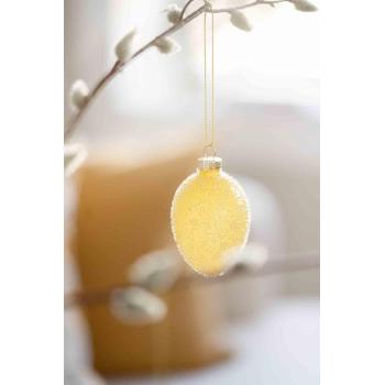 Glassegg med perler gul på gren gåsunger