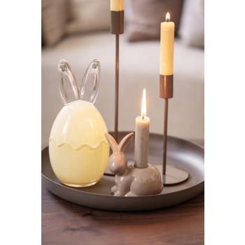 Lysfat melina med lysestake harepus og påskeskål hare
