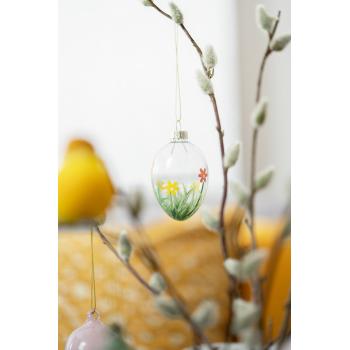 glassegg med småblomster på gren gåsunger