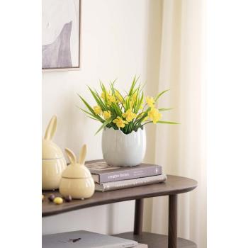 Potte keramikk beige shiny på konsollbord ethan med påskelilje