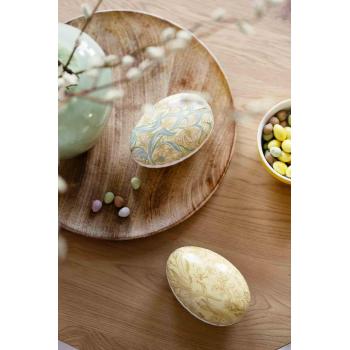 Påskeegg 15 cm gul og multi på lysfat